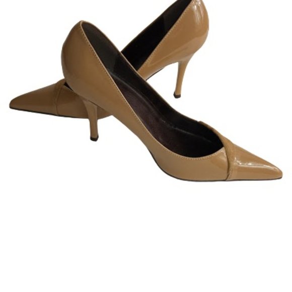 Miss Me Womens Sydney Pumps Taupe Camel Patent Pointed Toe High Heel 8.5 New - Picture 4 of 7